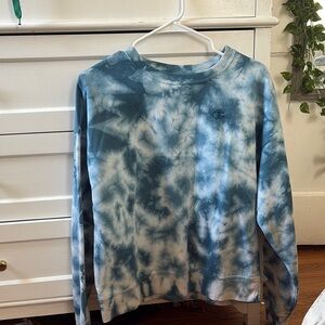 Champion Blue Tie-Dye Off-the-Shoulder Sweater